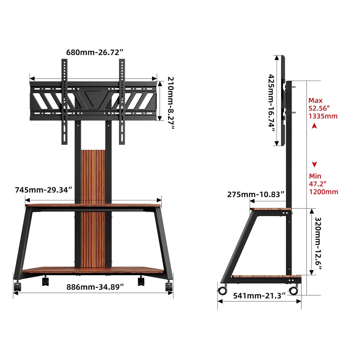 Heavy Duty Mobile TV Stand with Wheels Z5583