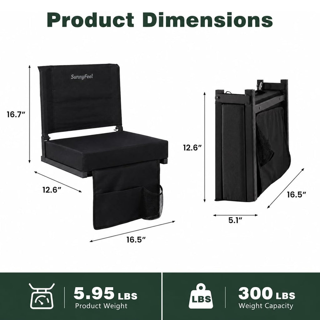 Folding Bleacher Seat with Cushion and Storage Pocket K814133