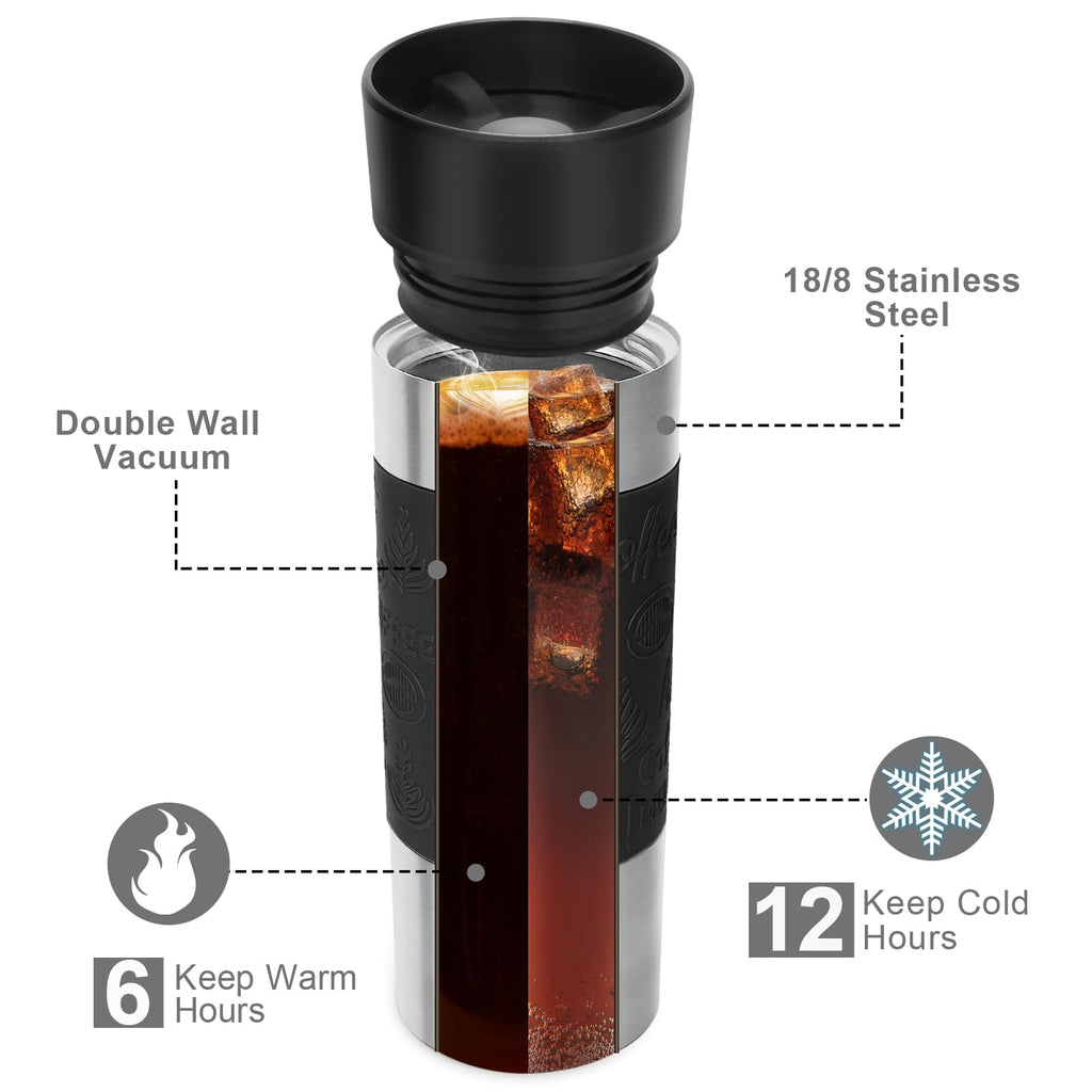 16 oz Stainless Steel Insulated Leak Proof Travel Coffee Mug M8900