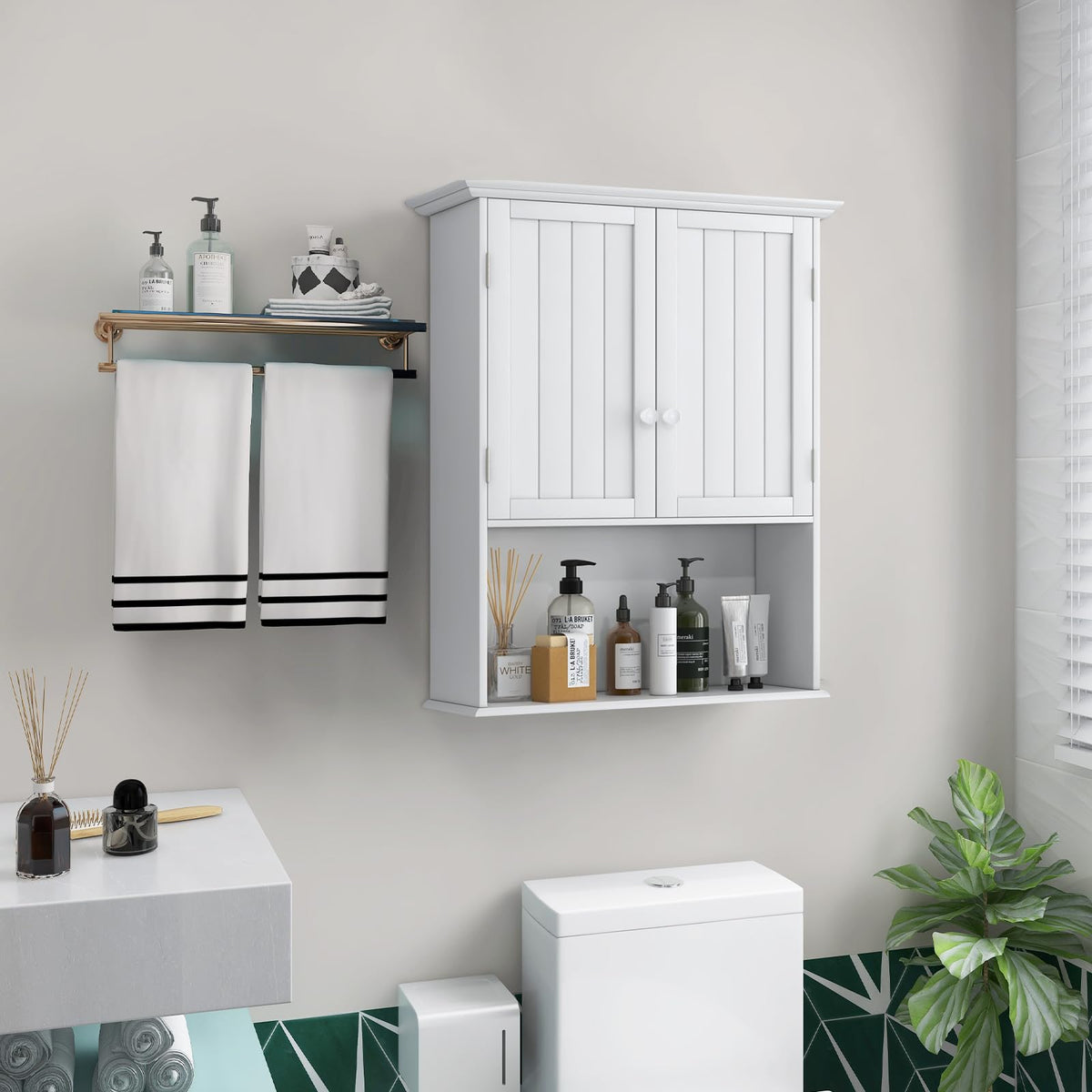 White 2 Door Bathroom Wall Cabinet W50763