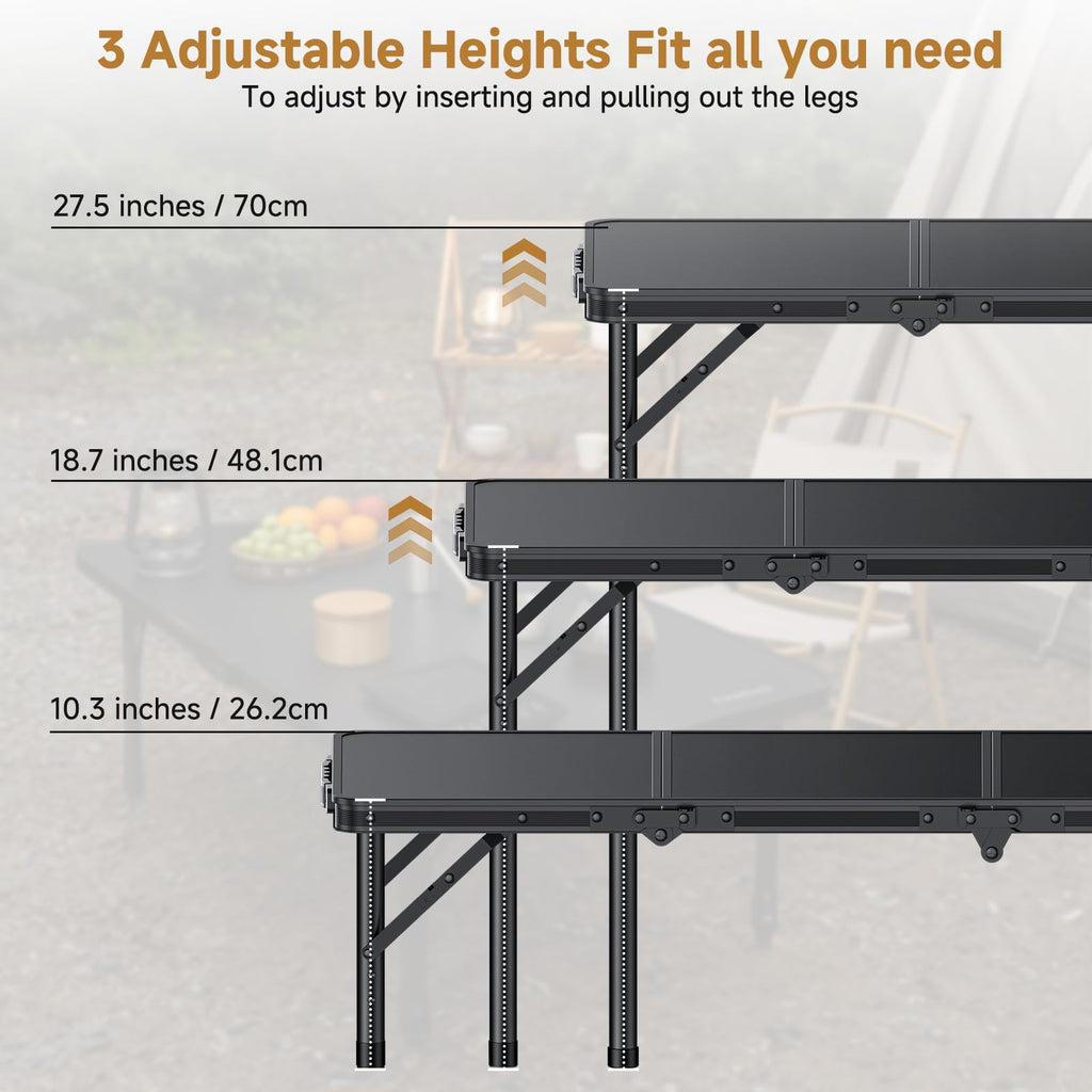 Folding Camping Table 3 Adjustable Height B10269