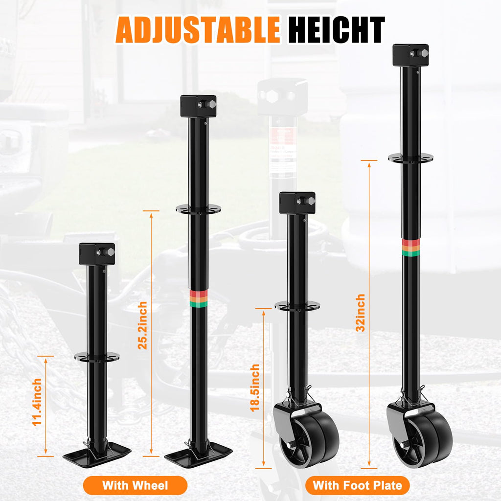 A-Frame Trailer Jack 2-in-1 5000lbs Foot Plate & 2000lbs Dual-Wheel F3679