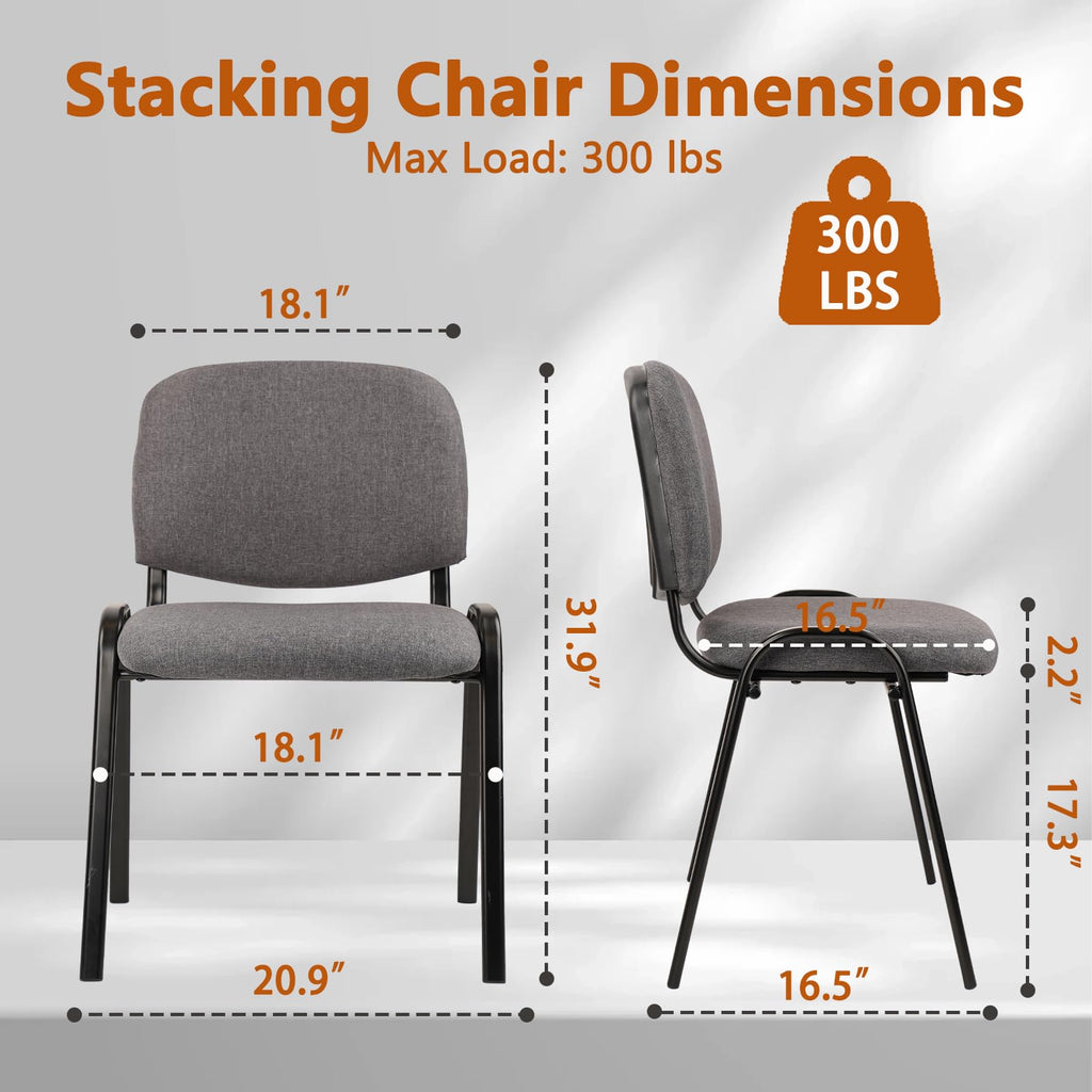 Set of 5 Grey Fabric Stackable Chairs Metal Frame K75871