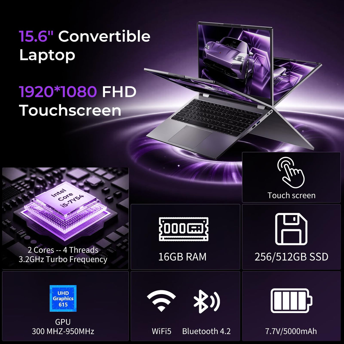 15.6" 2-in-1 Touchscreen Laptop Computer, 16GB RAM 256GB SSD J3375
