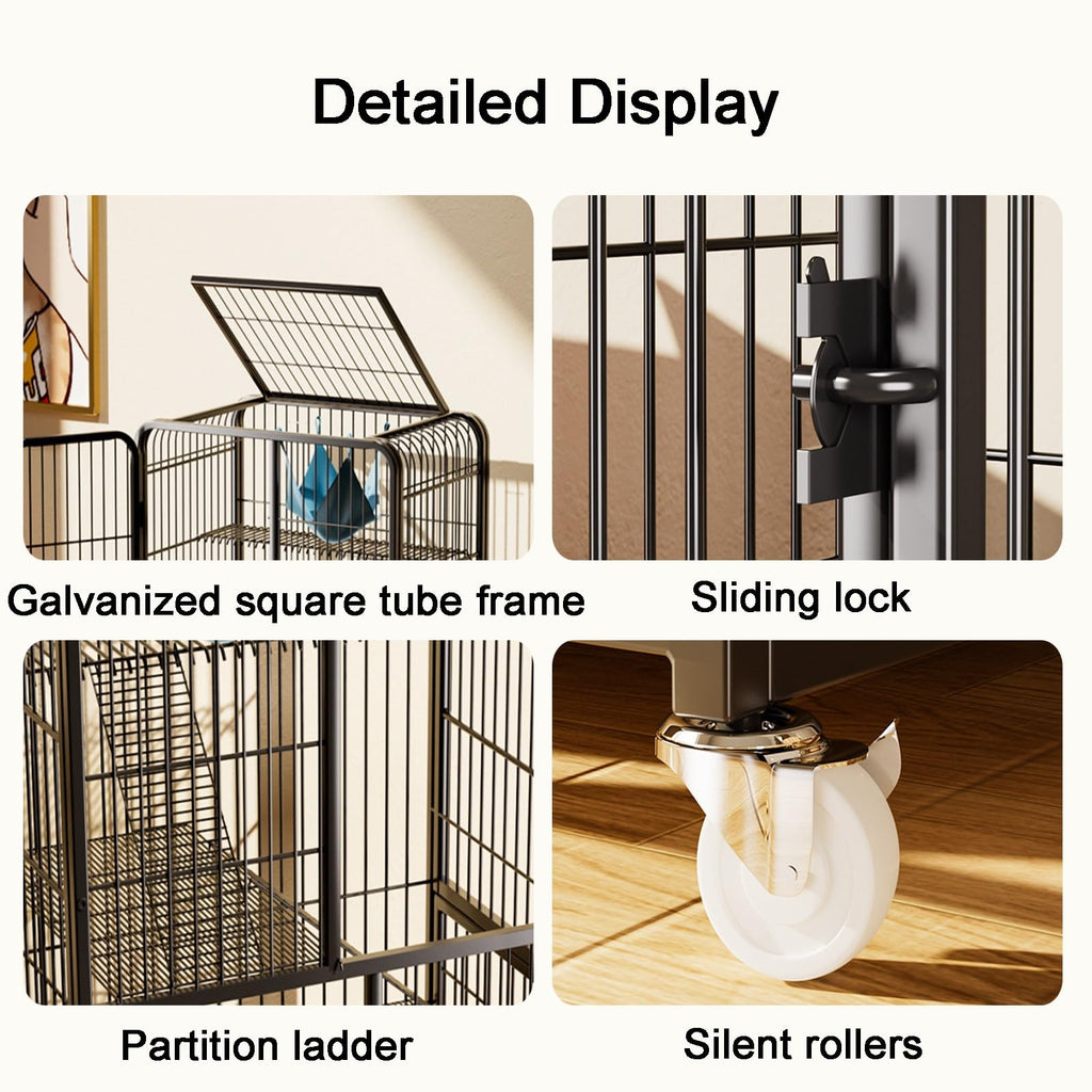 4-Tier Metal Cat Cage with Litter Box and Hammock Z2384
