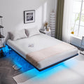 14 Inch Full Floating Bed Frame with USB Charging Station and LED Lights J9373
