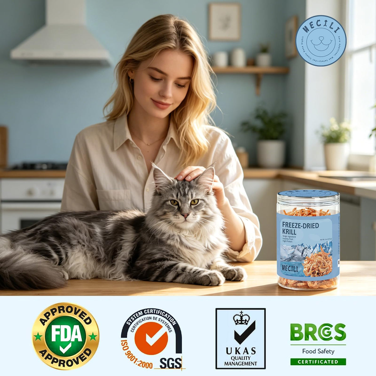 Freeze Dried Antarctic Krill Treats for Dogs & Cats, Omega-3, 4 oz X2914