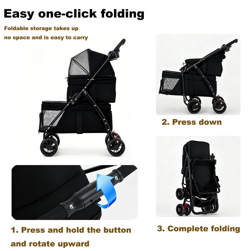 Double Dog Stroller for Medium Small Dogs and Cats N960