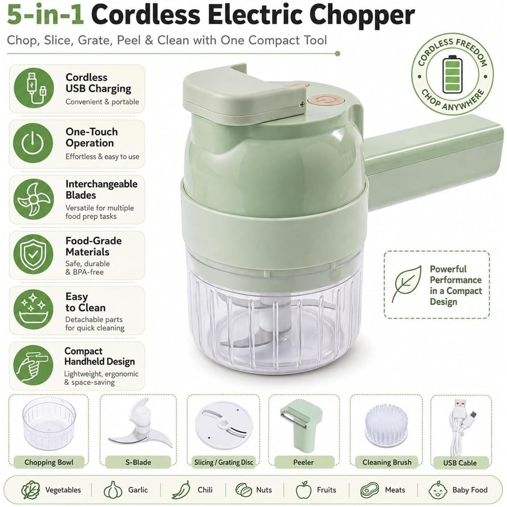5-in-1 Wireless Electric Vegetable Chopper D9277