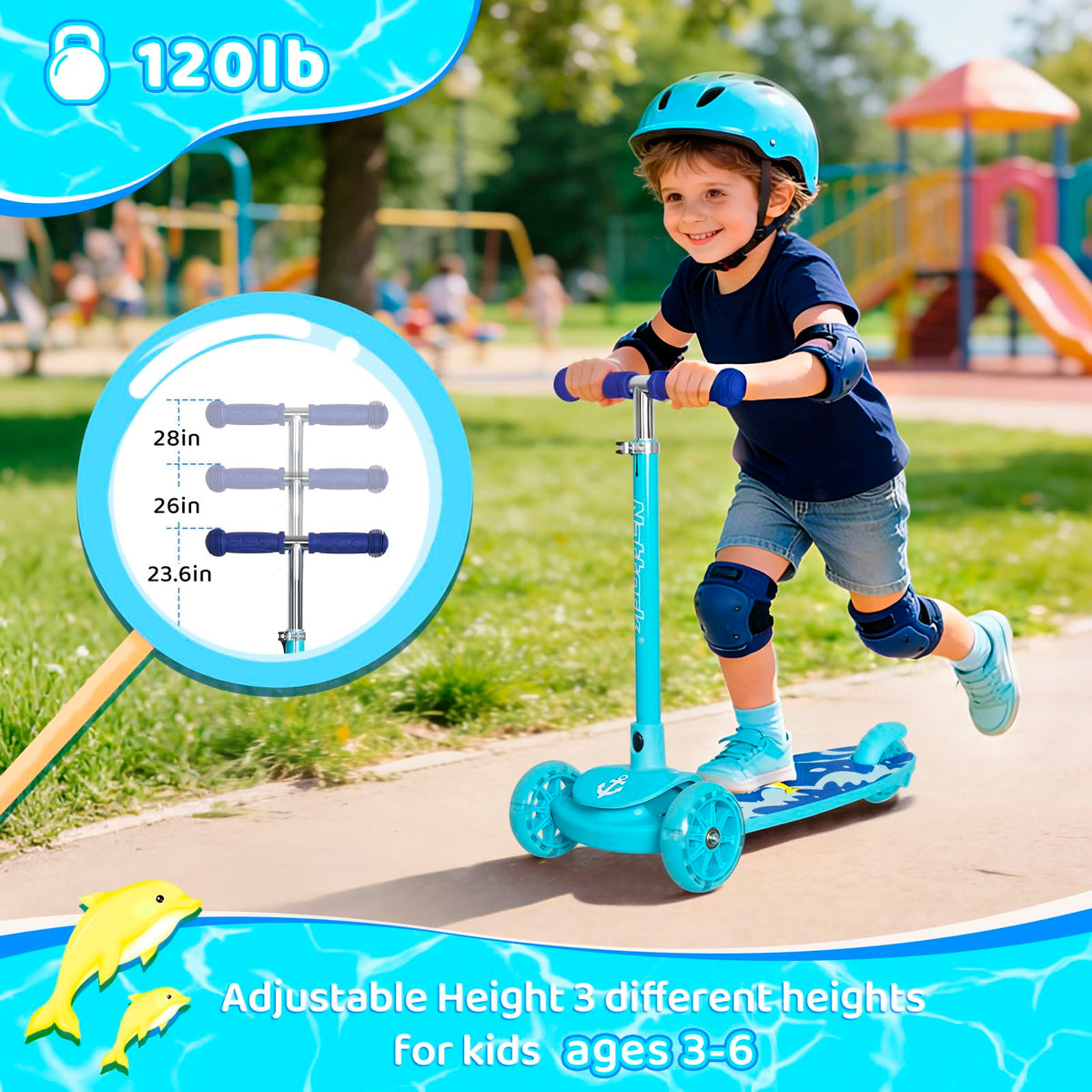 3-Wheel Toddler Kick Scooter with Light-Up Wheels N9328