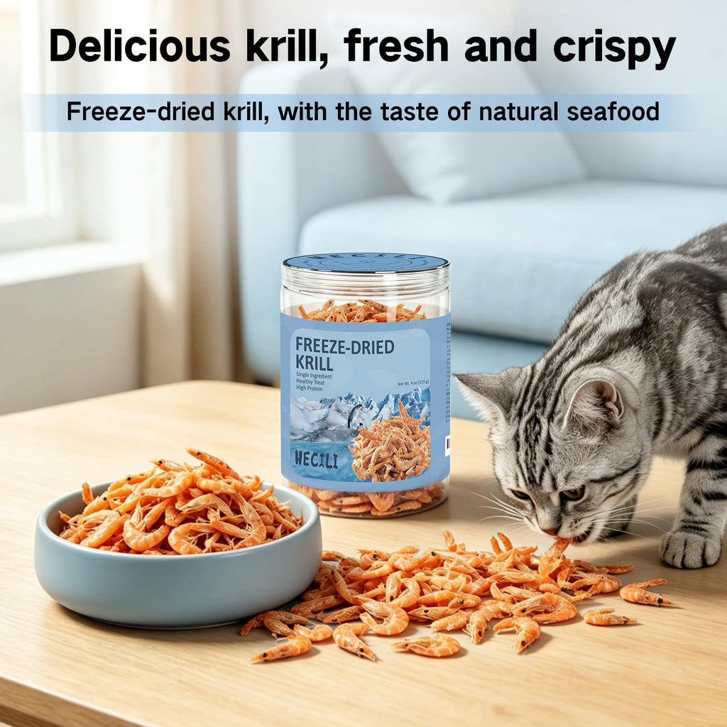 Freeze Dried Antarctic Krill Treats for Dogs & Cats, Omega-3, 4 oz X2914