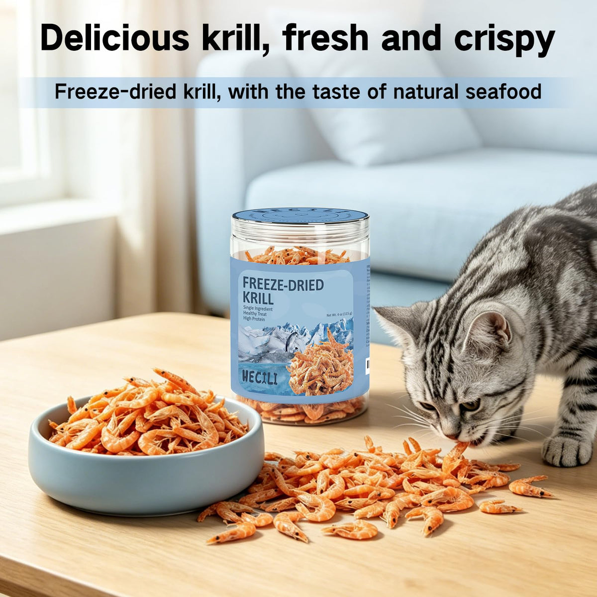 Freeze Dried Antarctic Krill Treats for Dogs & Cats, Omega-3, 4 oz X2914