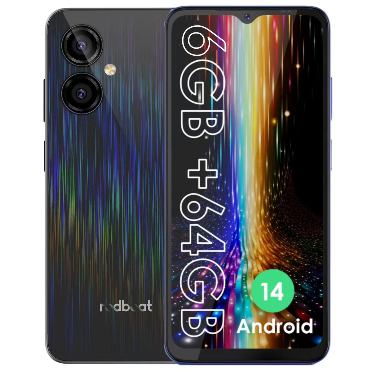 Unlocked Android 14 Cell Phone 6.52 Inch 6GB RAM 64GB ROM Black G901
