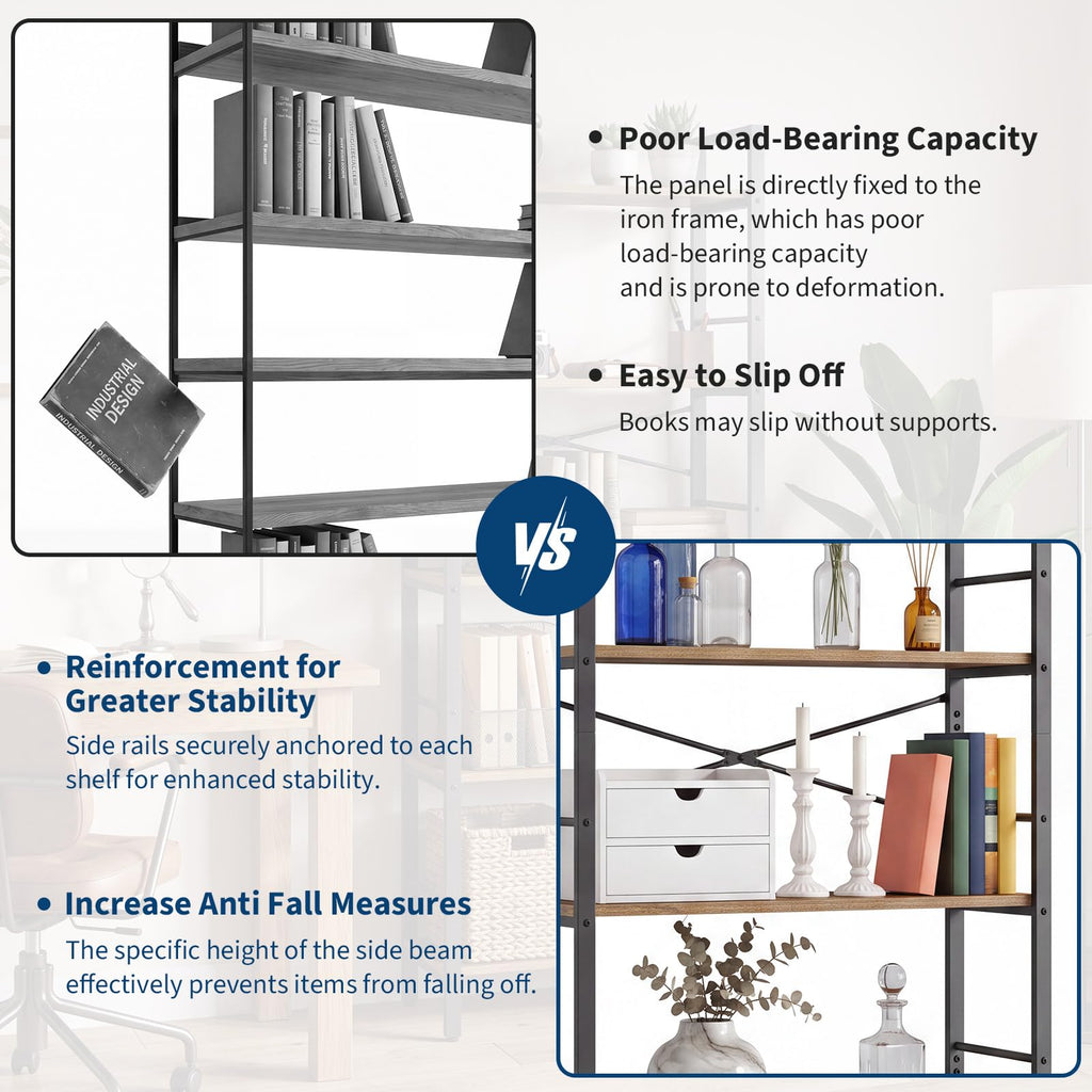 5-Tier Arched Bookcase with Side Rails Y922453