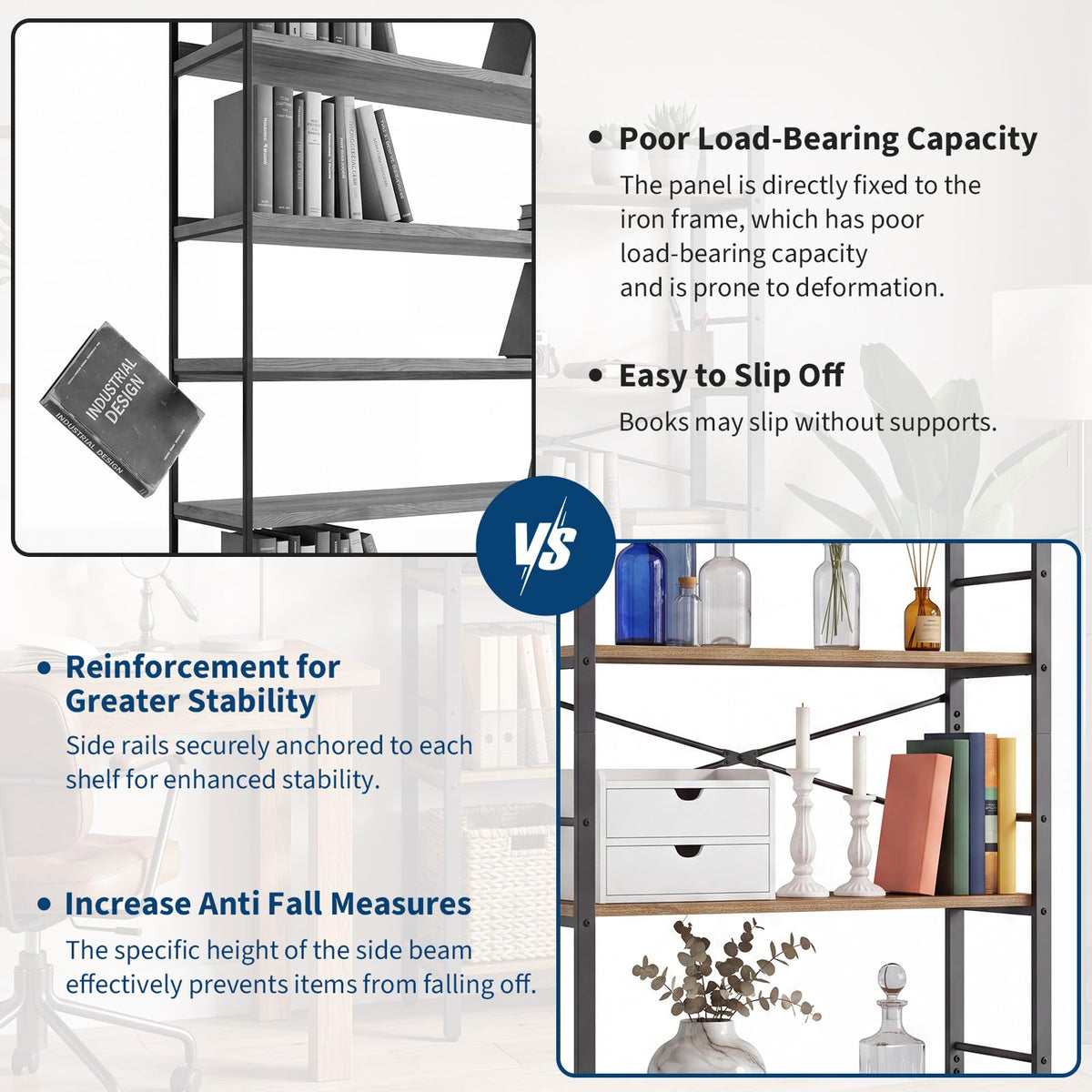 5-Tier Arched Bookcase with Side Rails Y922453