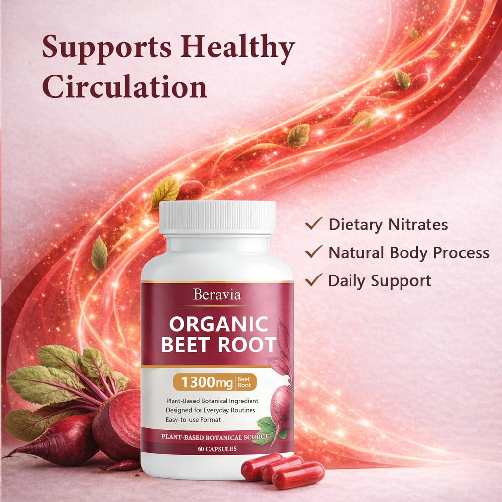 Organic Beet Root Capsules 1300 mg 60 Capsules U573462