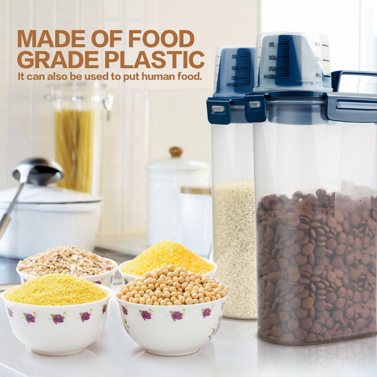Airtight Pet Food Storage Container with Measuring Cup V6846