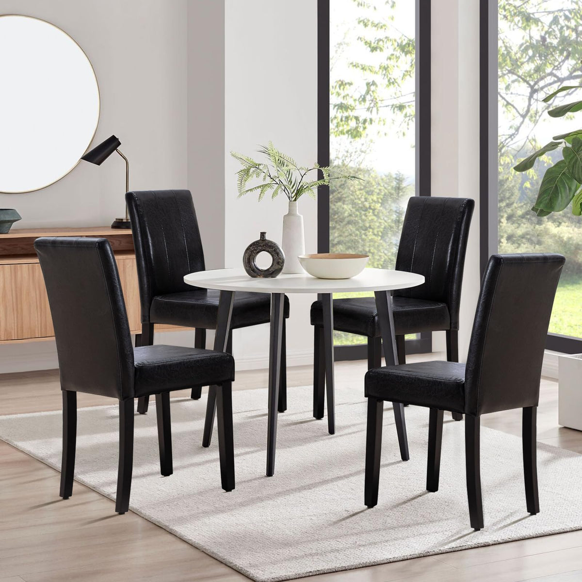 Black PU Leather Dining Chairs Set of 4 X9528