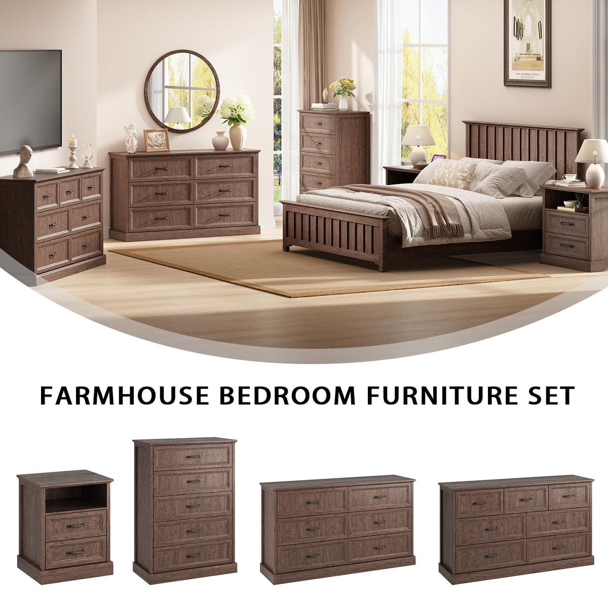 Brown 2 Drawer Nightstand Set of 2 E674247