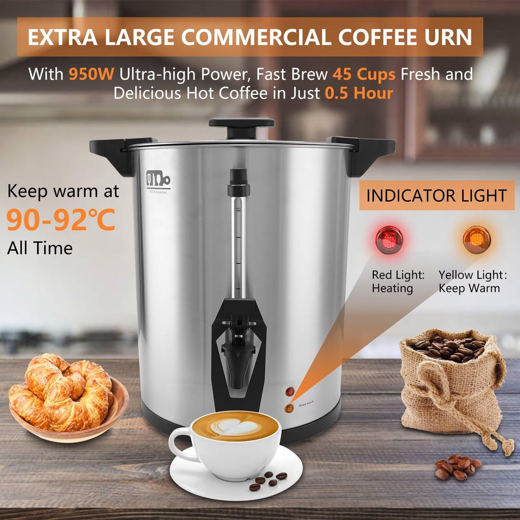 45 Cup 8L Commercial Coffee Urn 950W Hot Beverage Dispenser with Double Faucet R663214