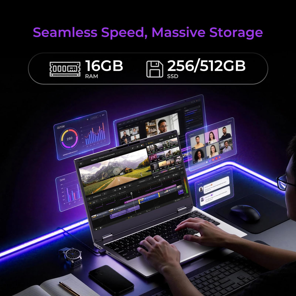 15.6" 2-in-1 Touchscreen Laptop Computer, 16GB RAM 256GB SSD J3375