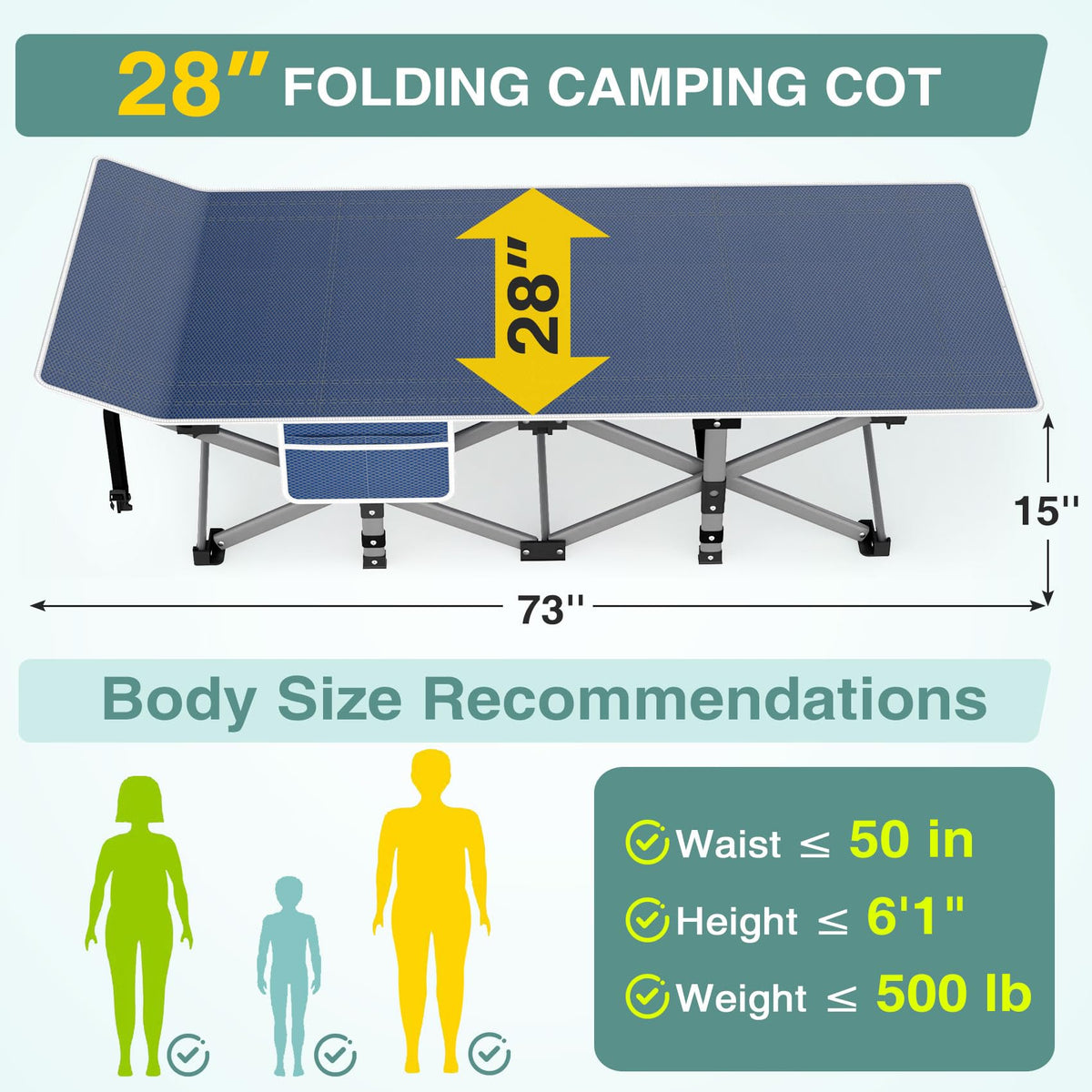 Folding Camping Cot with Mattress and Carry Bag N7912