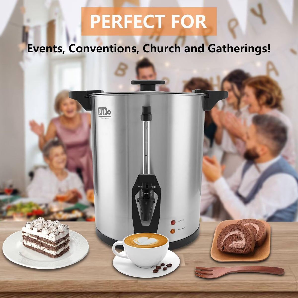 45 Cup 8L Commercial Coffee Urn 950W Hot Beverage Dispenser with Double Faucet R663214