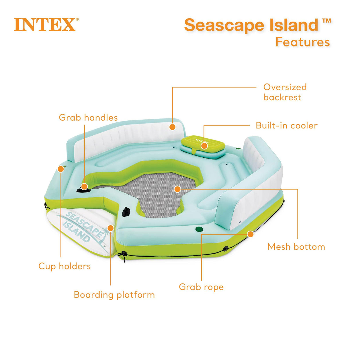 Inflatable Island Float with Built In Cooler and Cup Holder Z5692