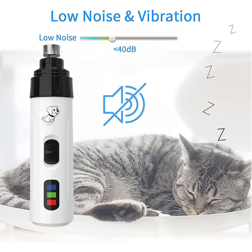Electric Dog Nail Grinder & Trimmer Rechargeable Quiet Low Vibration Pet Grooming Tool with LED Light 2Pcs N833