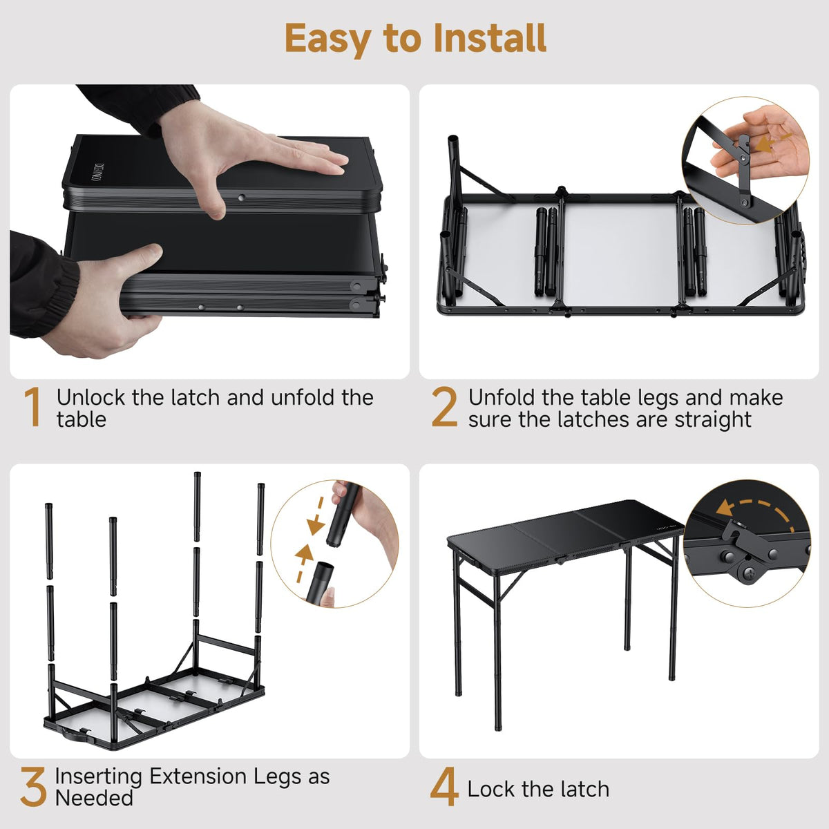 Folding Camping Table 3 Adjustable Height B10269
