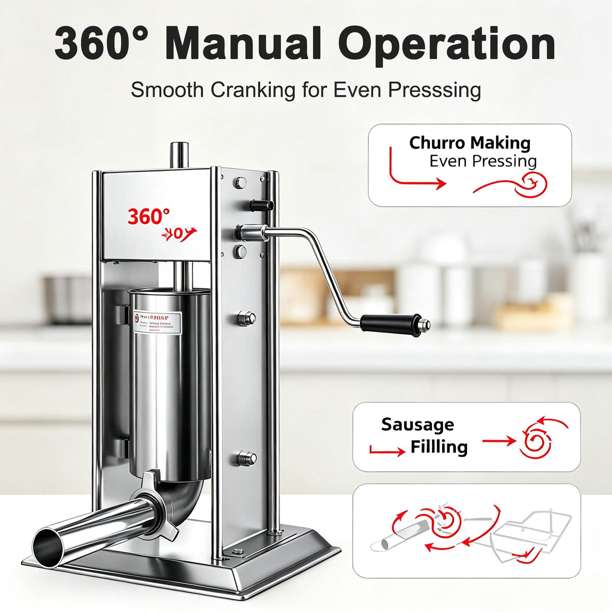 Stainless Steel Vertical Sausage Filler & Churro Press T2186