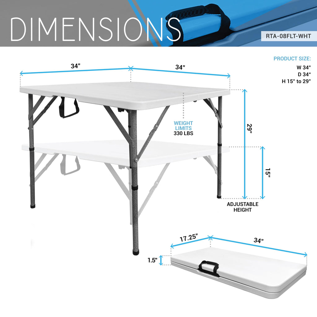White Square Folding Table with Carry Handle G713