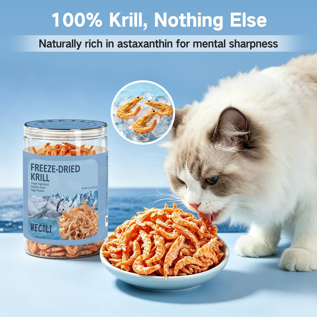 Freeze Dried Antarctic Krill Treats for Dogs & Cats, Omega-3, 4 oz X2914