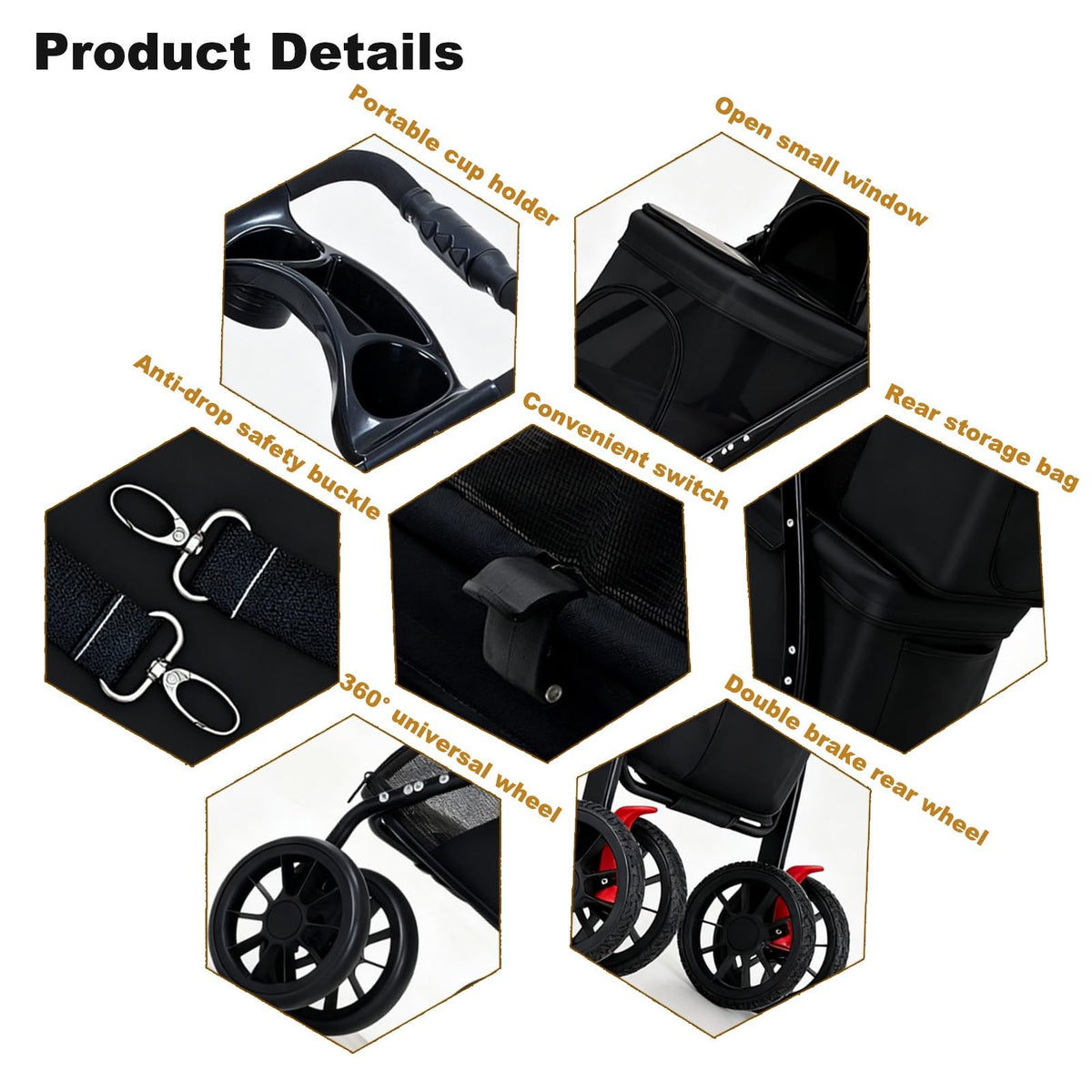 Double Dog Stroller for Medium Small Dogs and Cats N960