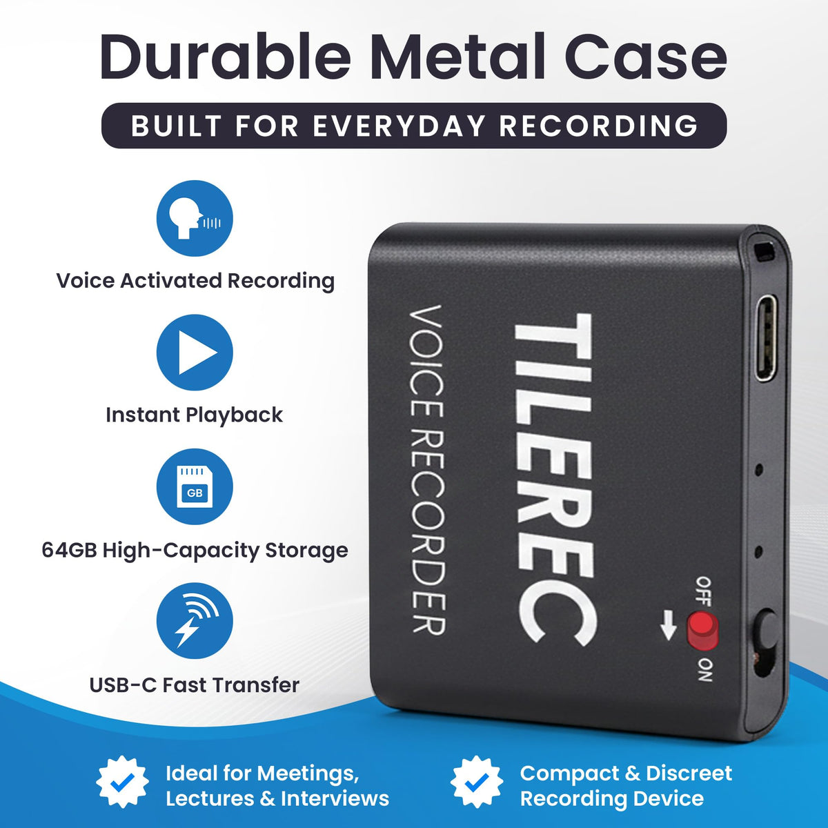 64GB USB-C Metal Body Digital Audio Recorder R32965
