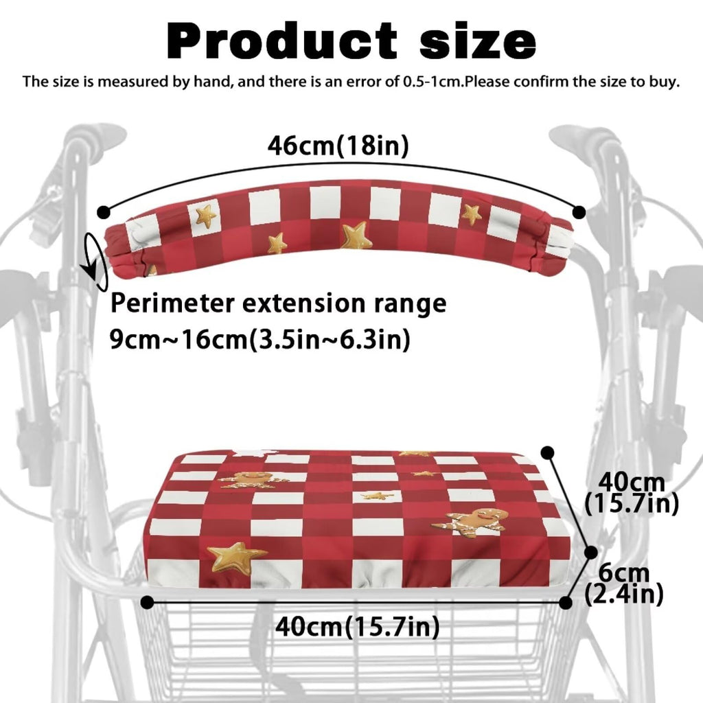 Red Lattice Rollator Walker Accessories Seat and Backrest Rollbar Covers Washable Z9327