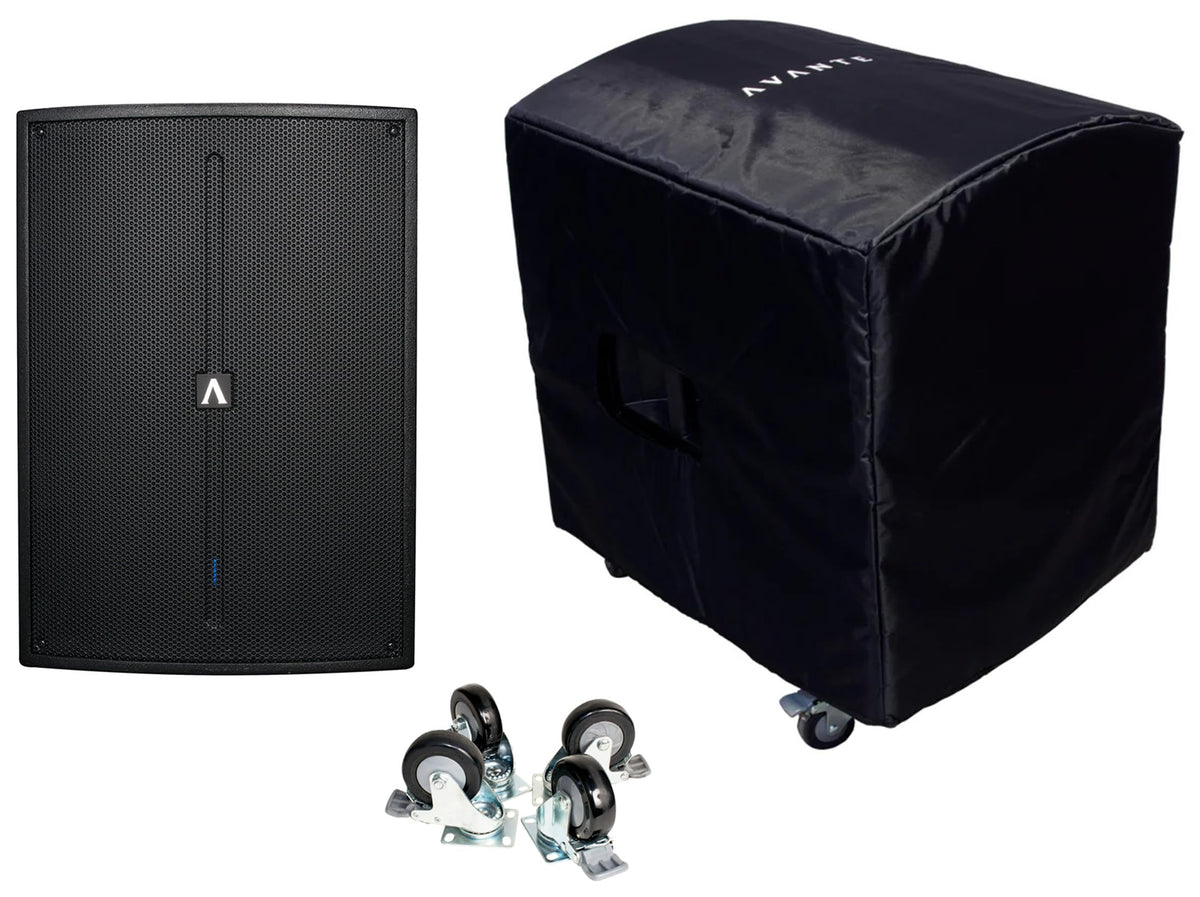 18" Active PA Subwoofer with Cover and Set of 4 Wheels T12121