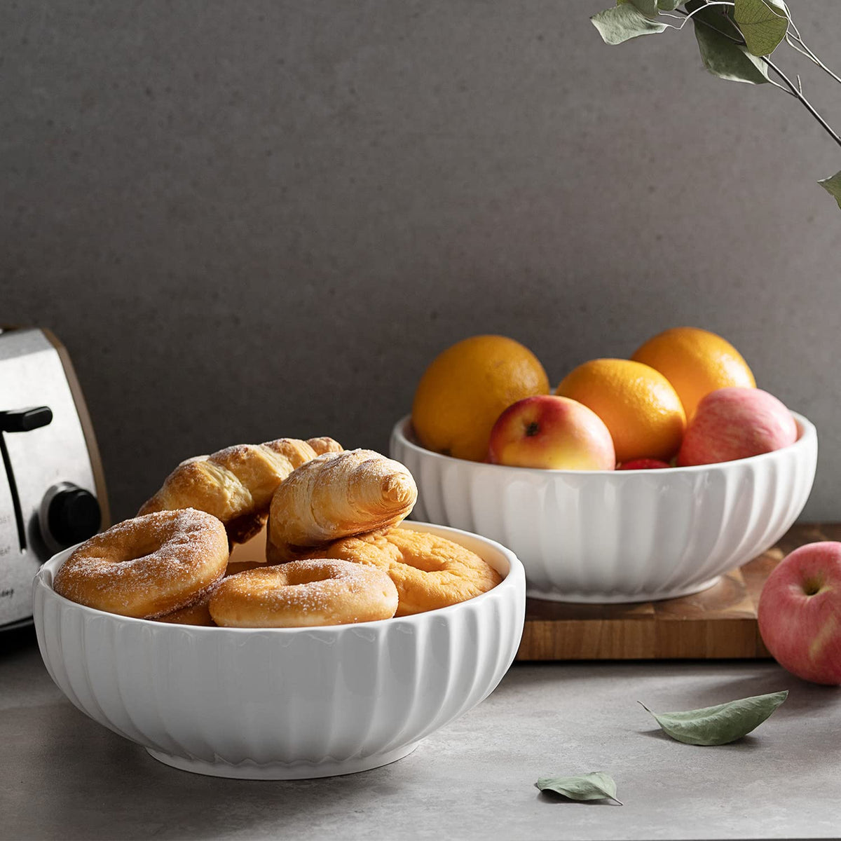 32 OZ Soup Bowls Set of 4 + 86 oz Ceramic Serving Dishes P2084