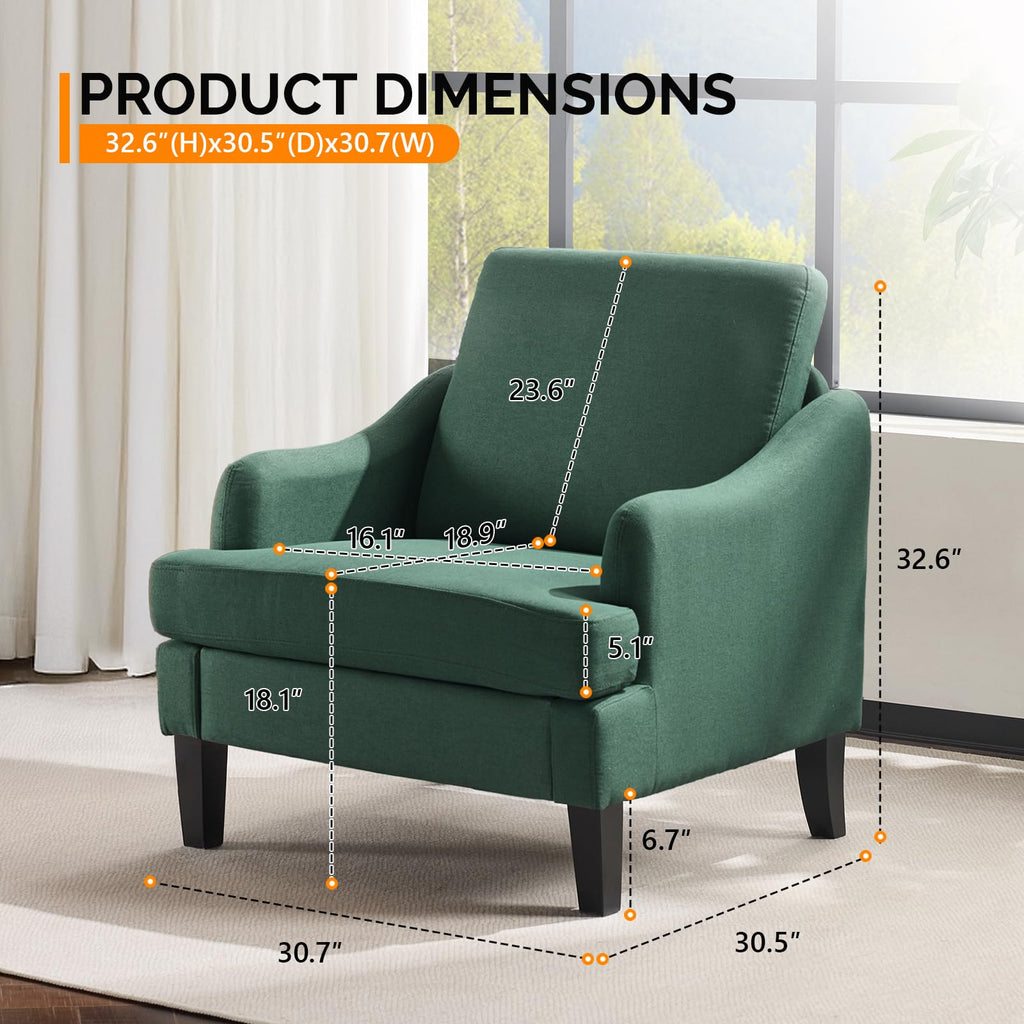 Green Linen Fabric Accent Chairs Set of 2 W67356