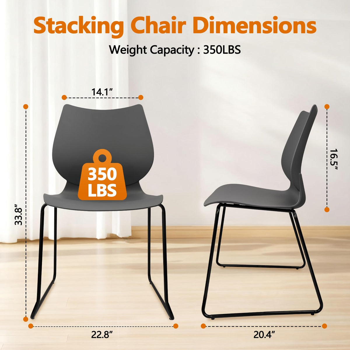 Grey Stacking Plastic Office Chairs Set of 12 C437394