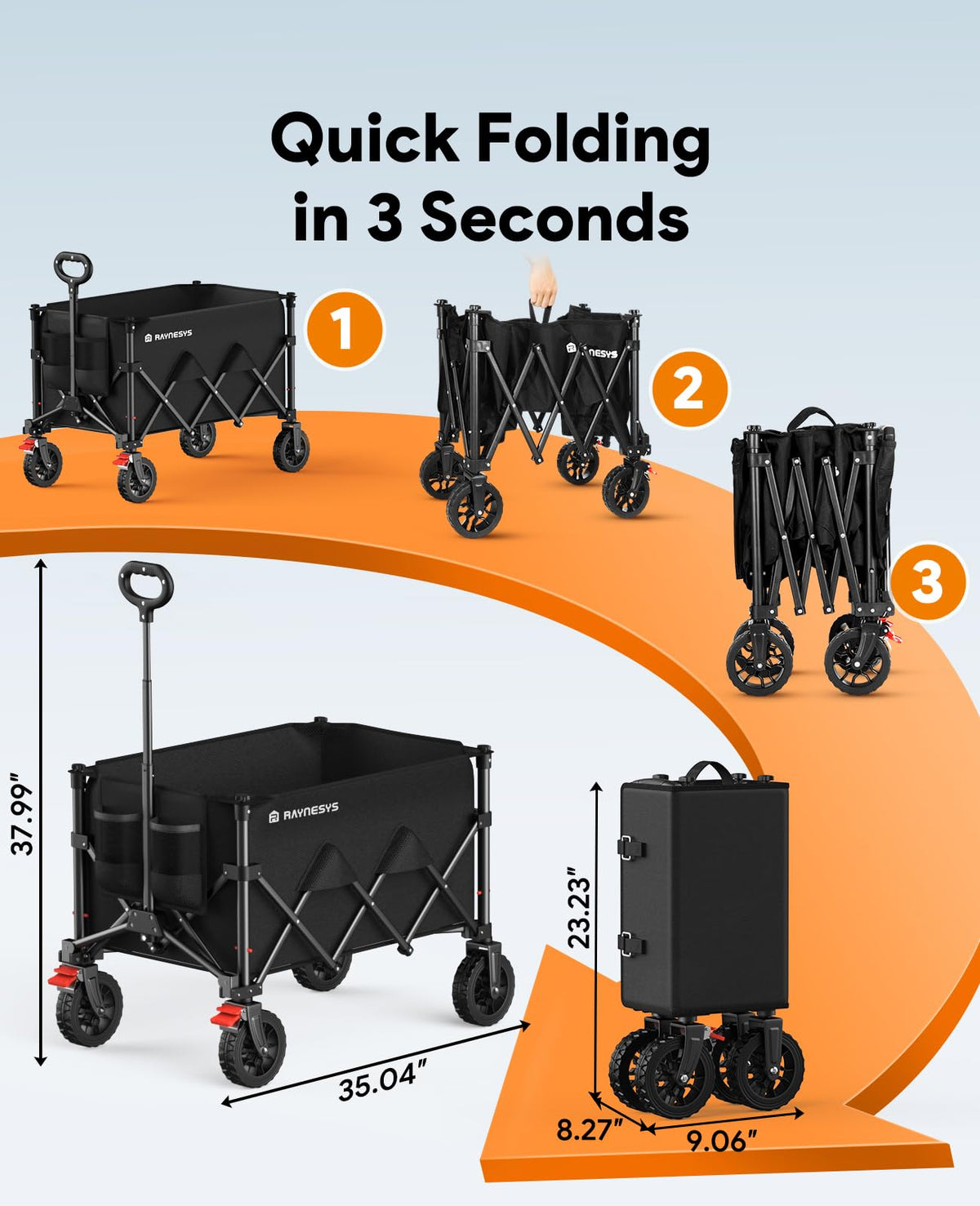 180L Foldable Wagon Cart with Wheels and Brakes N897