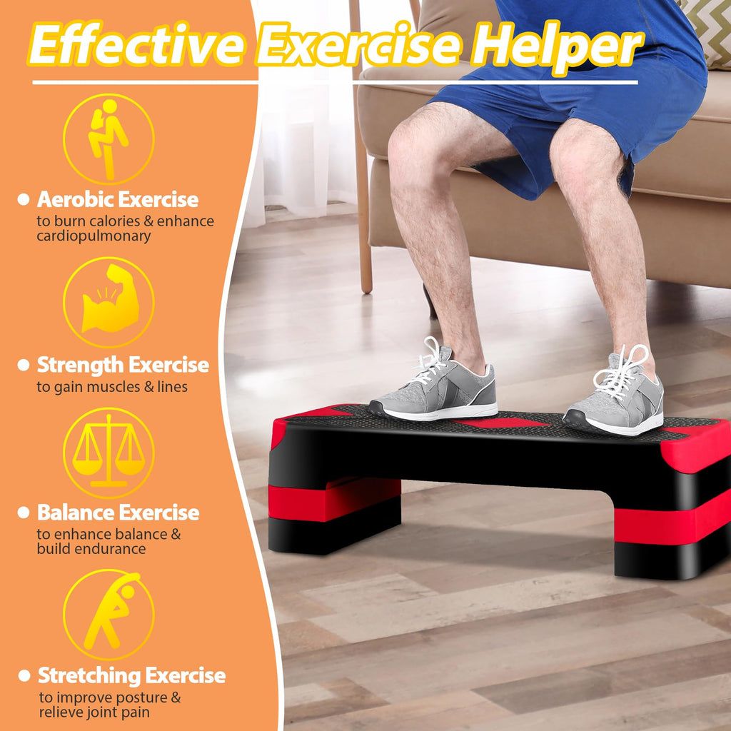 27'' Adjustable Non-Slip Aerobics Stepper with 4 Risers B58734