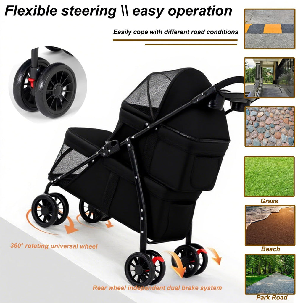 Double Dog Stroller for Medium Small Dogs and Cats N960