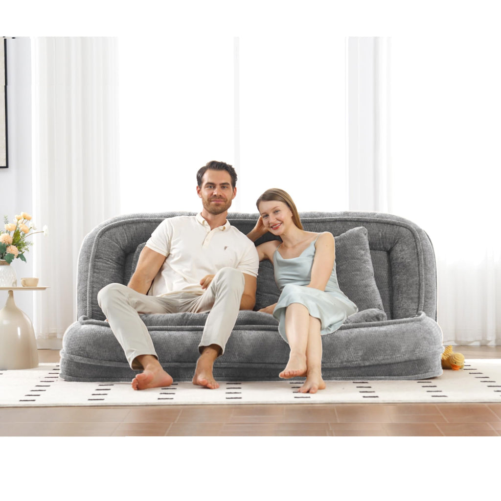 Light Gray Folding Floor Sofa Bed Z595625