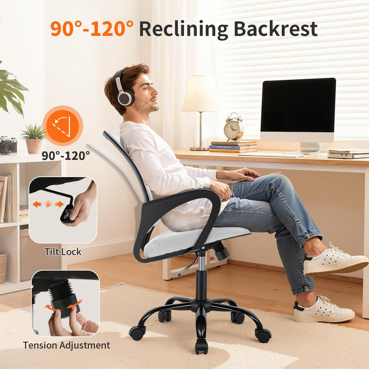 Ergonomic White Mesh Office Chair Y26147