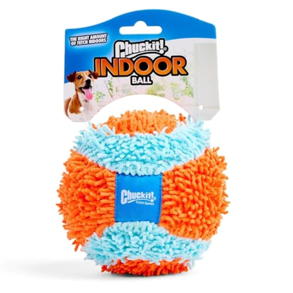 Indoor Fetch Ball Dog Toy, 4.75in, Orange and Blue B216469