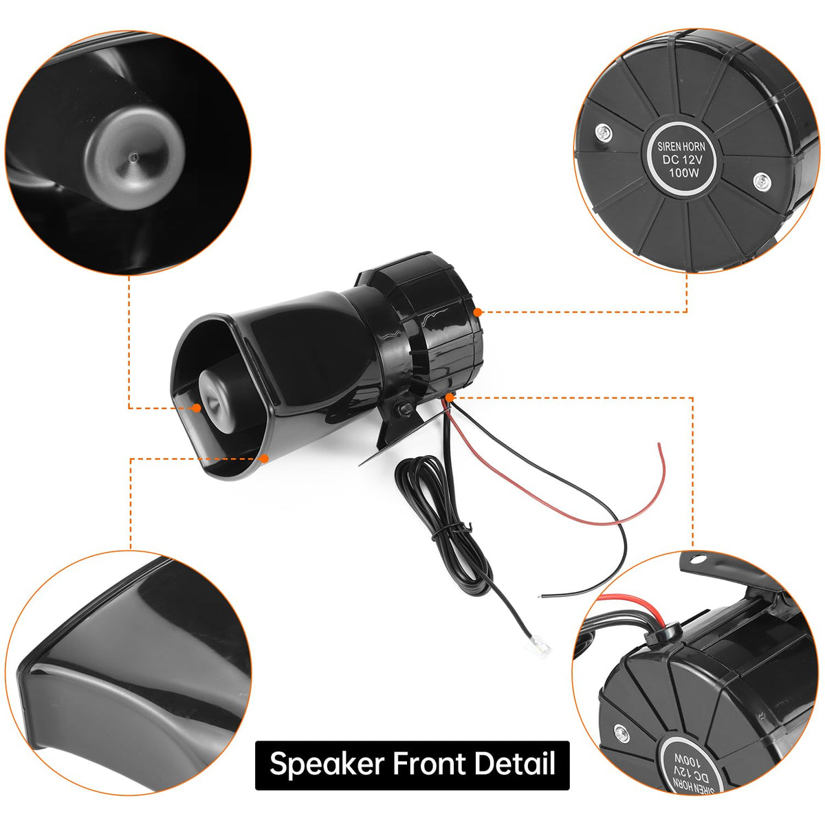 12V 100W 7-Sound Alarm Horn Siren Speaker T79401
