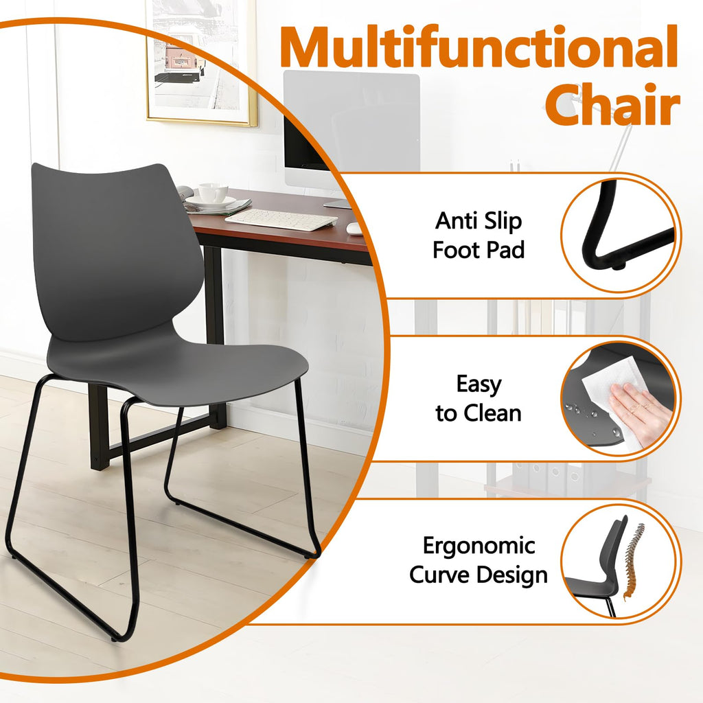 Grey Stacking Plastic Office Chairs Set of 12 C437394