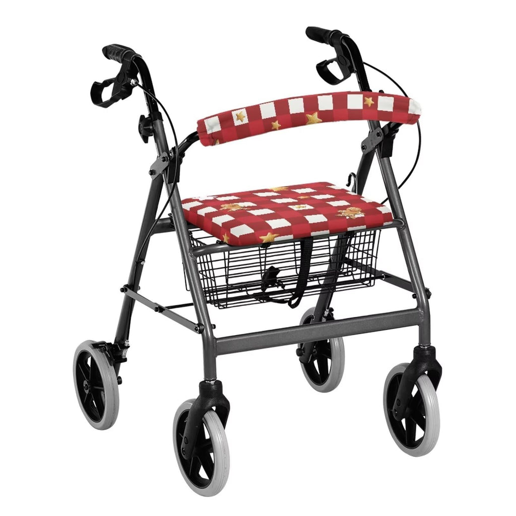 Red Lattice Rollator Walker Accessories Seat and Backrest Rollbar Covers Washable Z9327