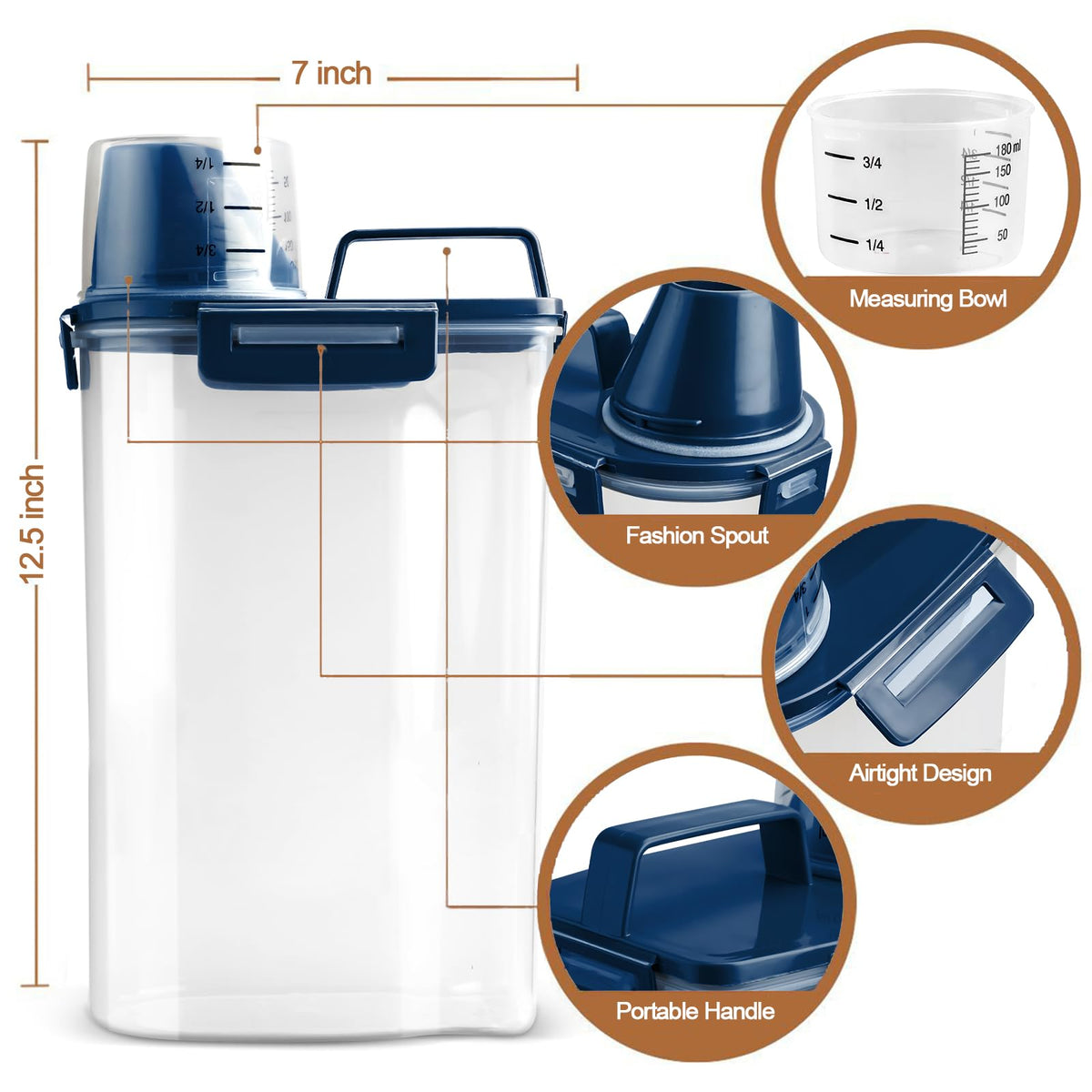 Airtight Pet Food Storage Container with Measuring Cup V6846
